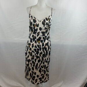 Superdown Slip Dress L White Black Brown Blue Animal Print Spaghetti Straps Line